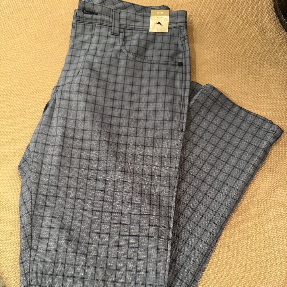 Tommy Bahama Men's Five-Pocket Check Pants - Airforce Blue
